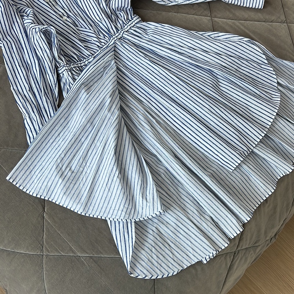 By Any Other Name Long Sleeve Blue & White Striped Midi Shirt Dress Size XL - Picture 9 of 15